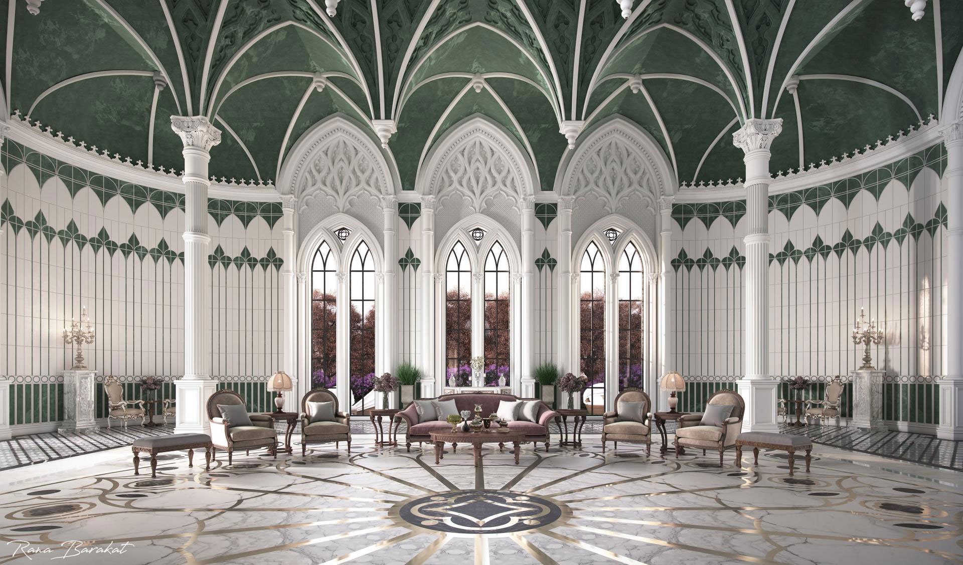 Lobby Design - Gothic Style | Rana Barakat